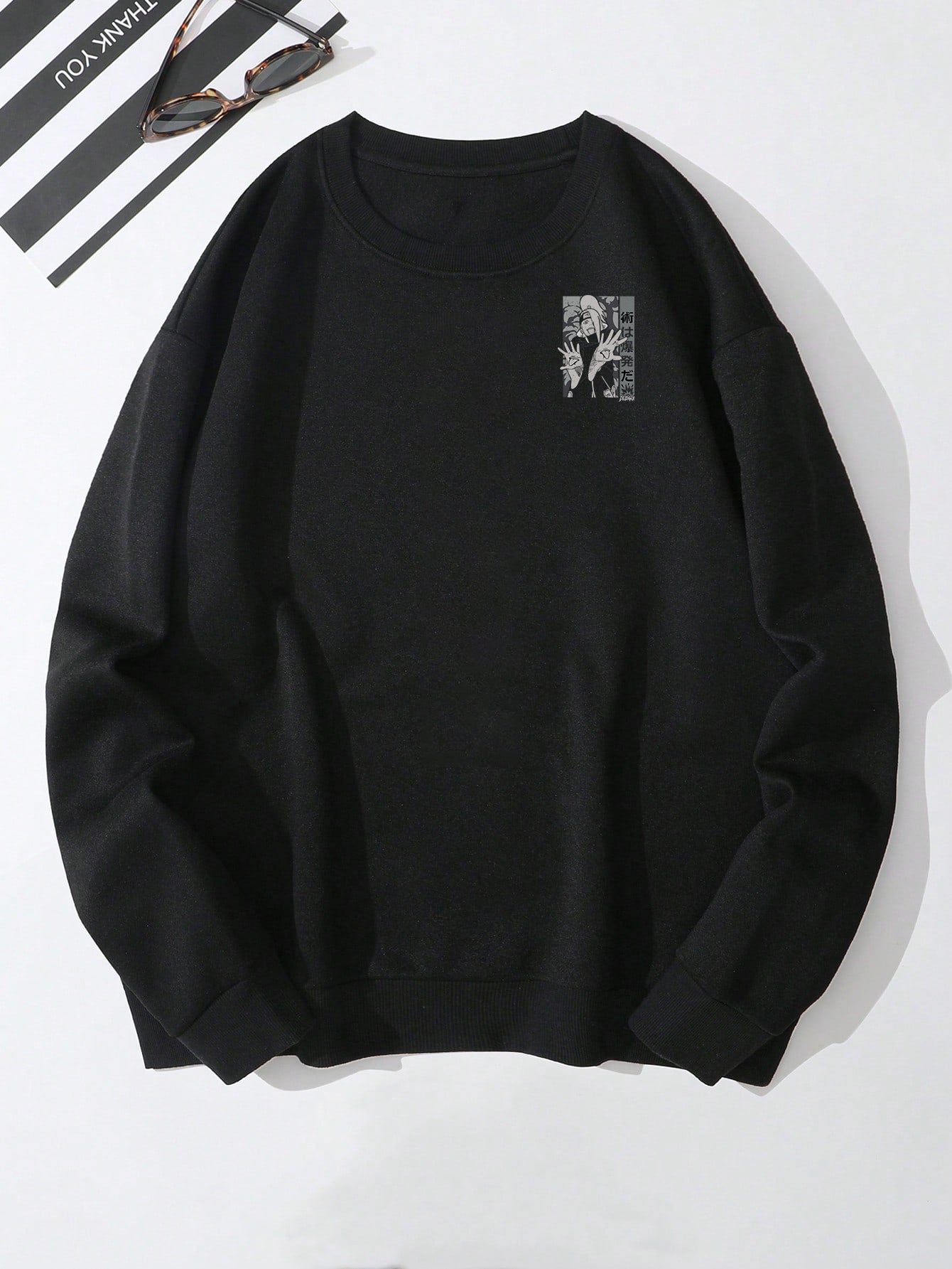 Men's Deidara Printed Black Sweatshirt