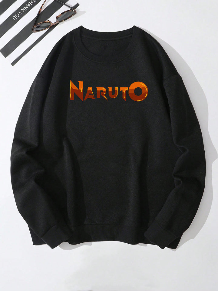 Men's Naruto Printed Black Sweatshirt