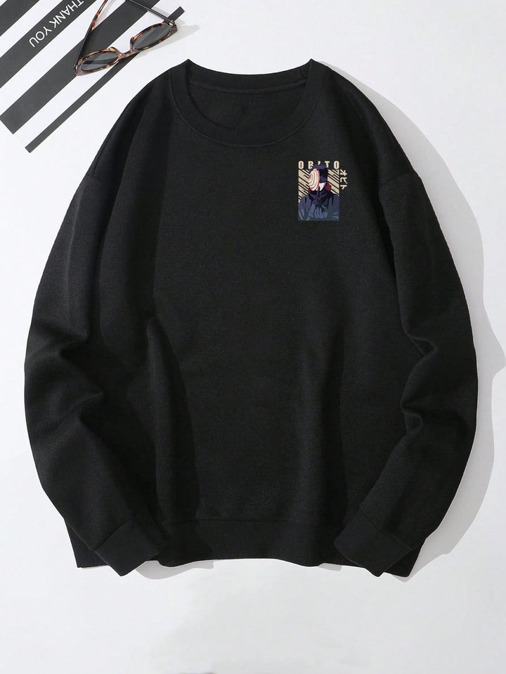 Men's Obito Printed Black Sweatshirt