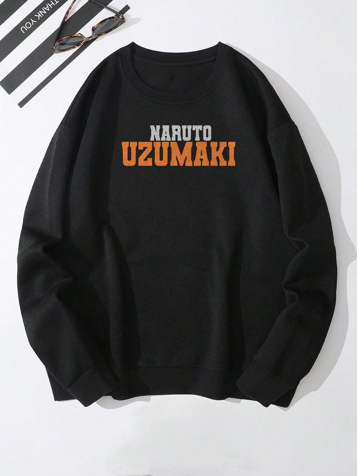 Men's Naturo Uzumaki Printed Black Sweatshirt