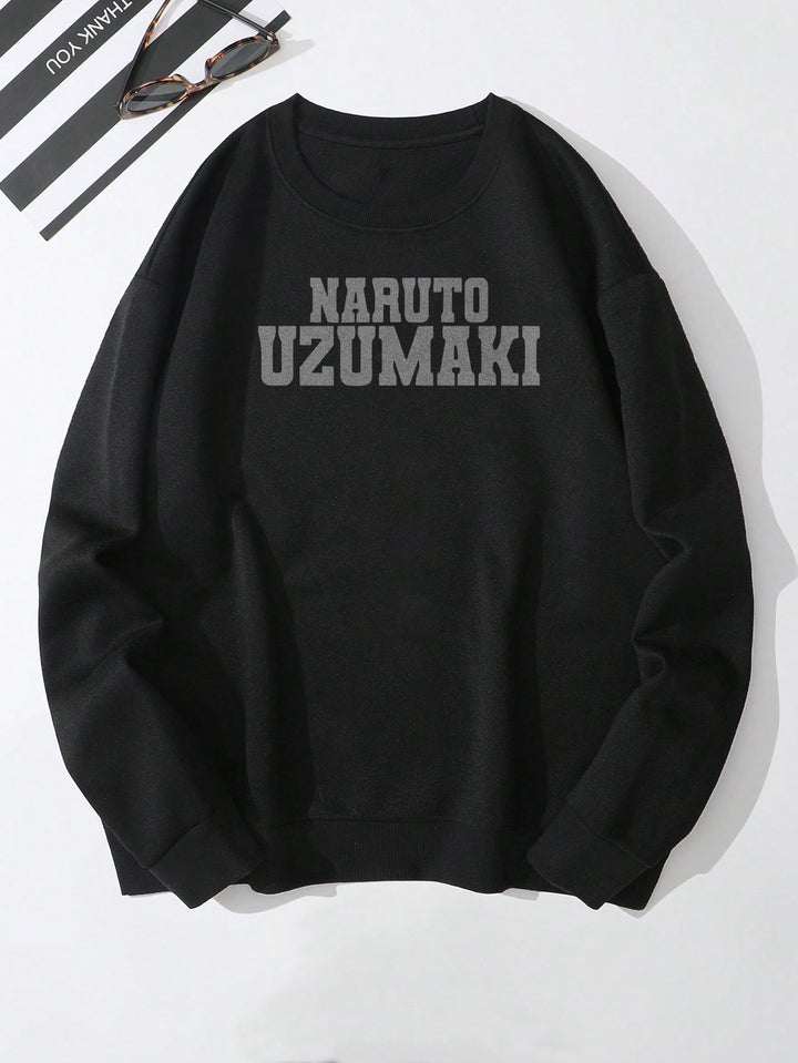 Men's Naruto Uzumaki 2 Printed Black Sweatshirt