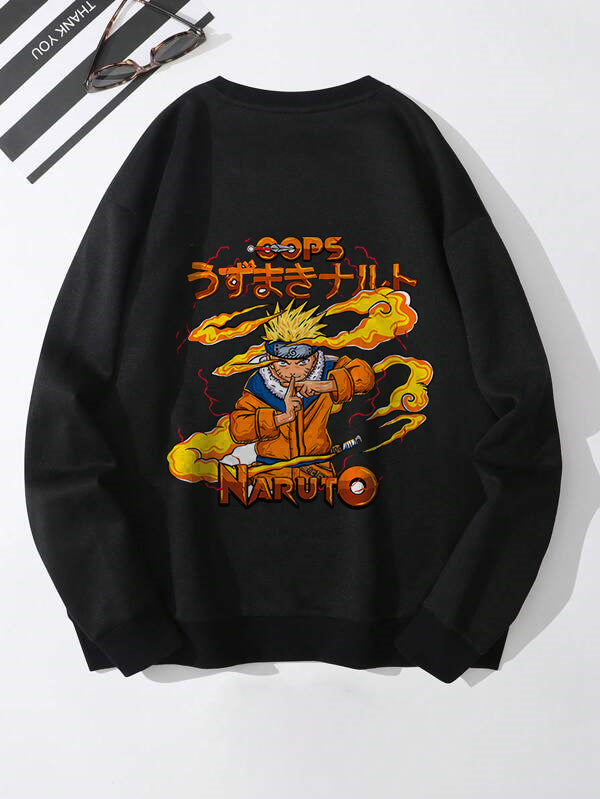 Men's Naruto Printed Black Sweatshirt