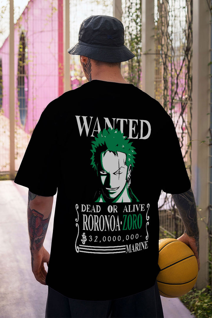 Men's Wanted Zoro Graphic Oversized T-shirt
