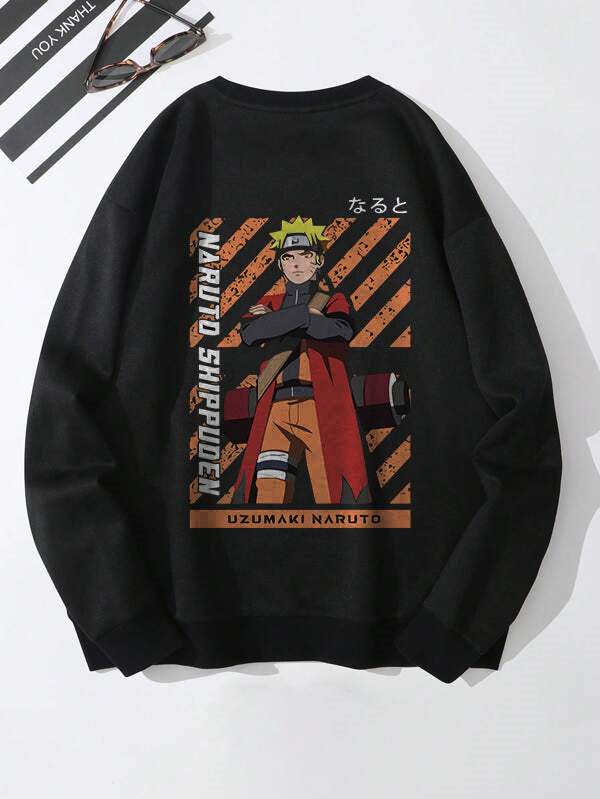 Men's Naruto Shippuden Printed Black Sweatshirt