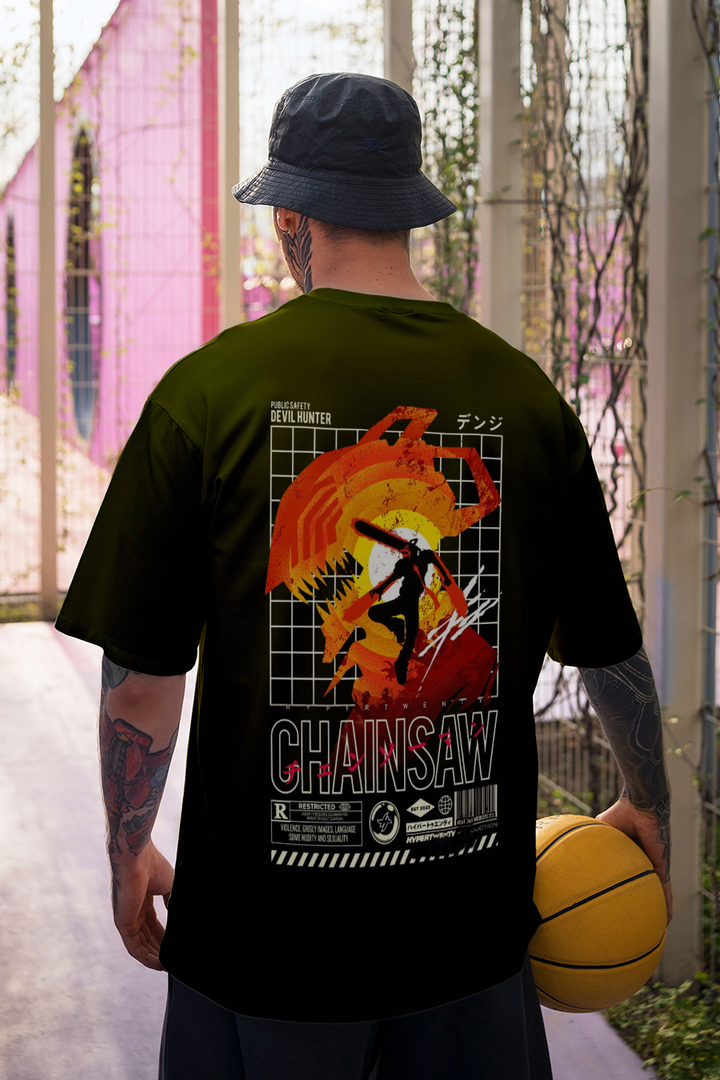 Men's Denji Chainsaw Printed Oversized T-shirt