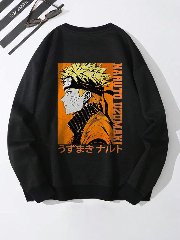 Men's Naturo Uzumaki Printed Black Sweatshirt