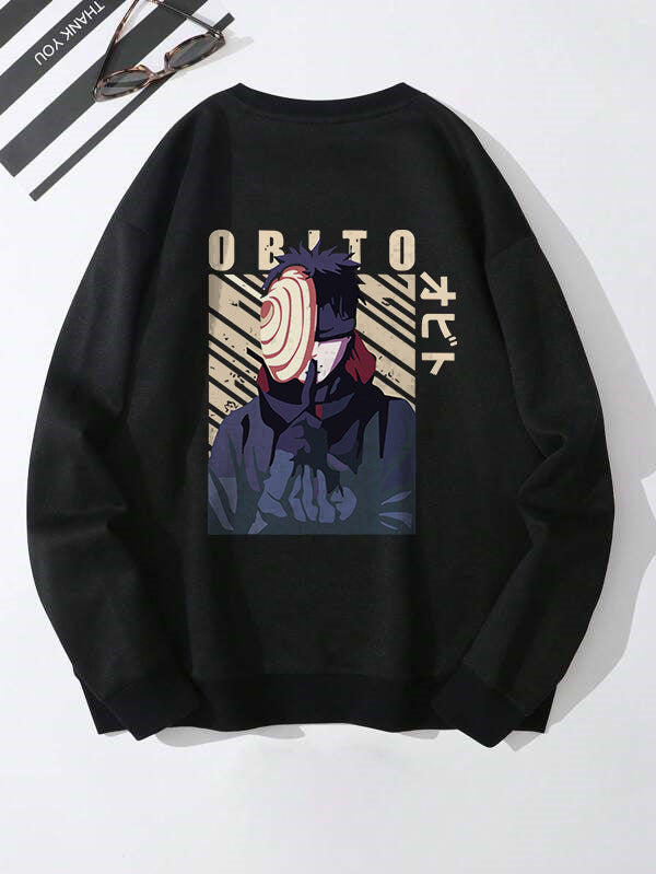 Men's Obito Printed Black Sweatshirt