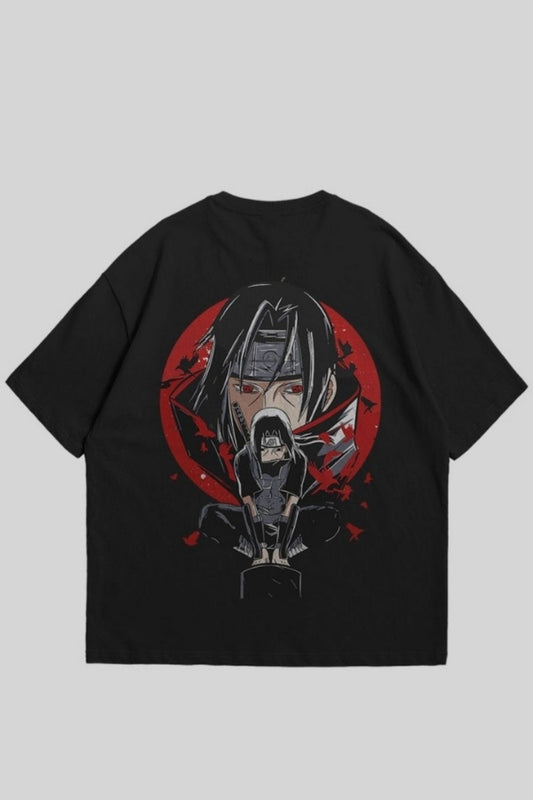 Black Opps Anime Printed Oversized T-shirt